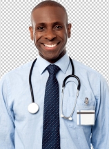 Confident happy physician posing