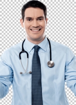 Smart doctor standing with arms wide open